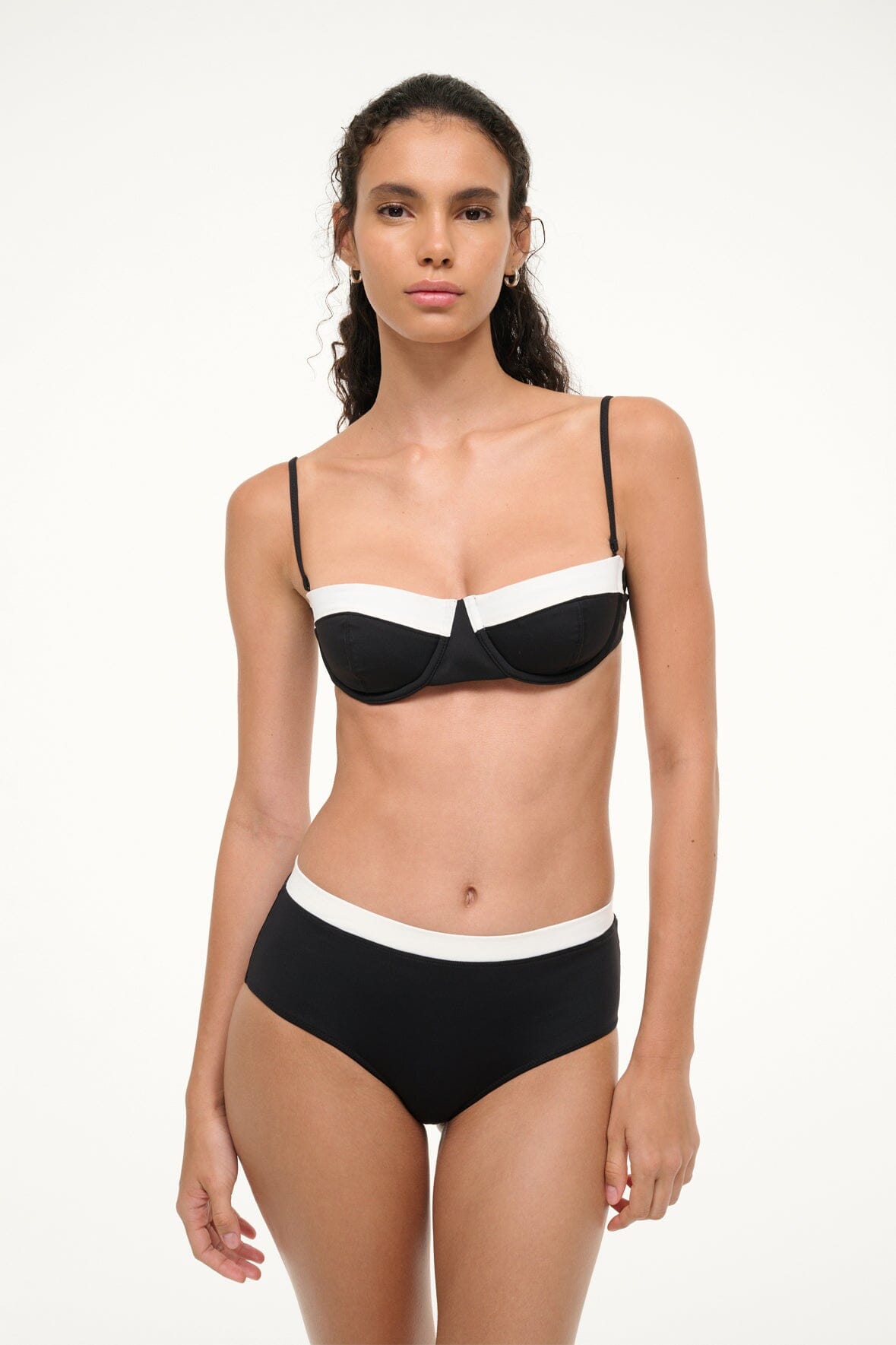 Jo Balconette Bikini Top Black White | STAUD Exclusive