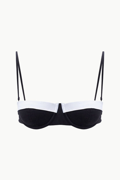 Jo Balconette Bikini Top Black White | STAUD Exclusive