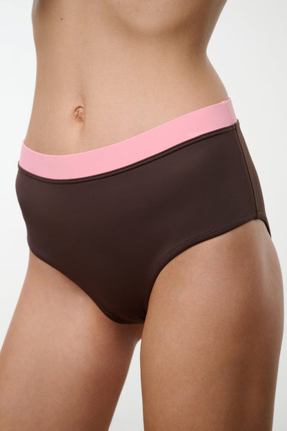 Devon High Rise Bikini Bottom Dark Chocolate Multi | STAUD Exclusive