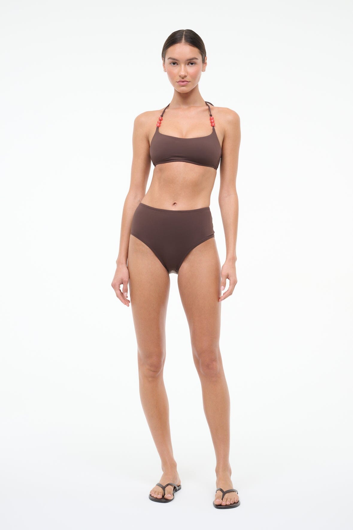 Devon High Rise Bikini Bottom Dark Chocolate | STAUD Hot Sale