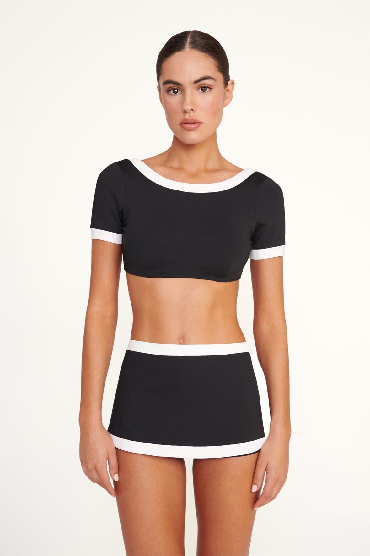 Nell Swim Skirt Black/White 1 | STAUD Classic