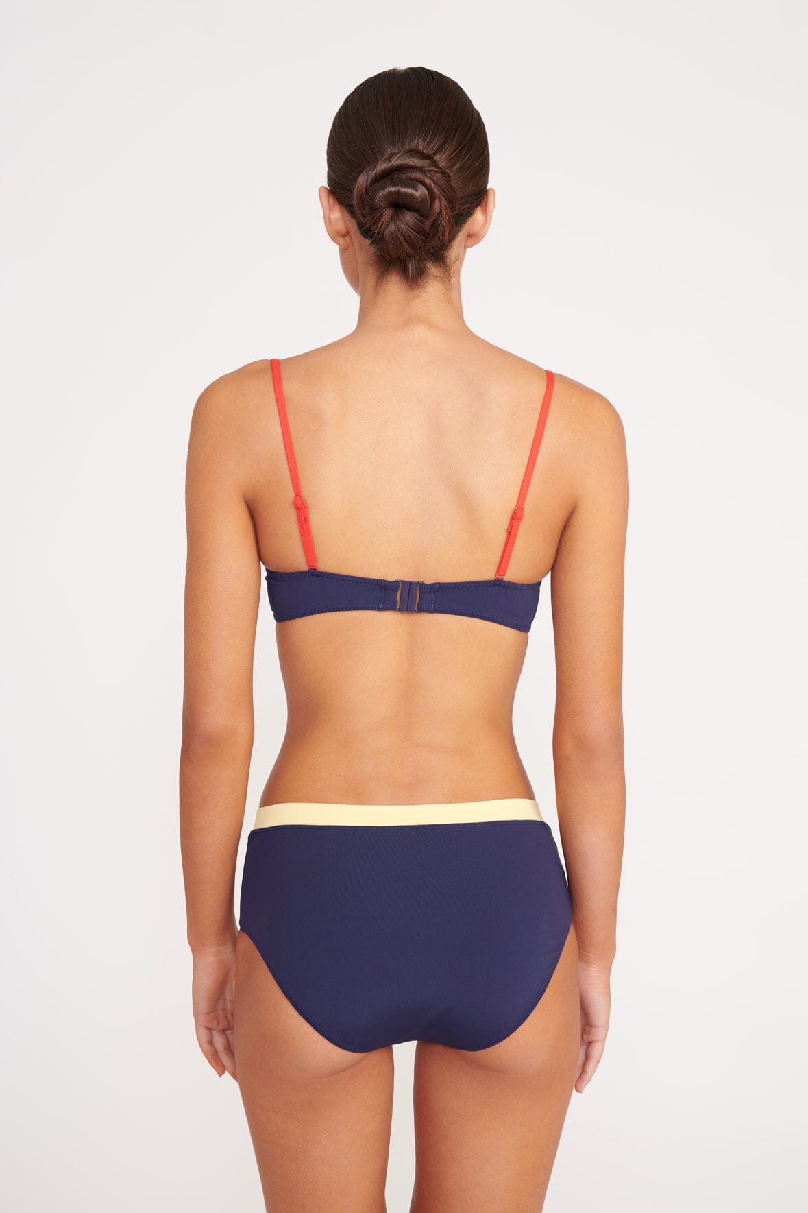 Devon High Rise Bikini Bottom Navy Colorblock | STAUD Best Seller