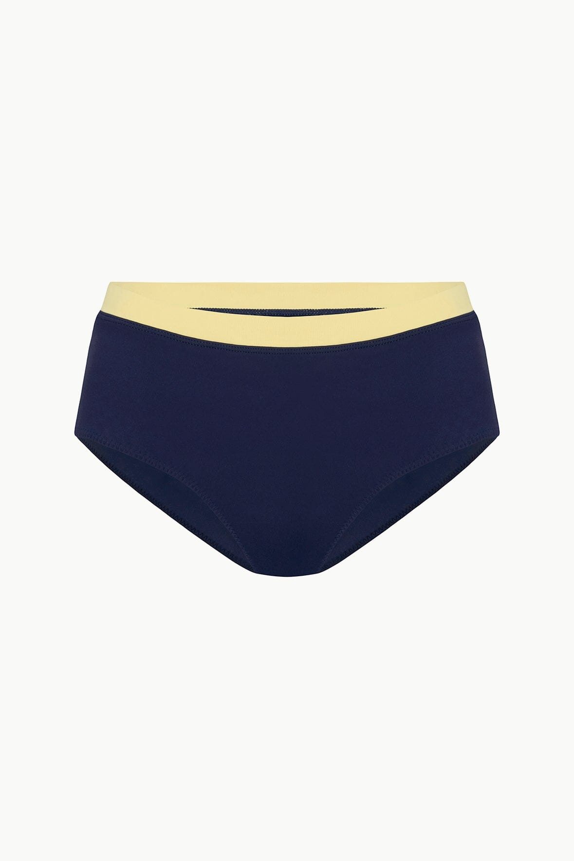 Devon High Rise Bikini Bottom Navy Colorblock | STAUD Best Seller