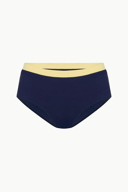 Devon High Rise Bikini Bottom Navy Colorblock | STAUD Best Seller