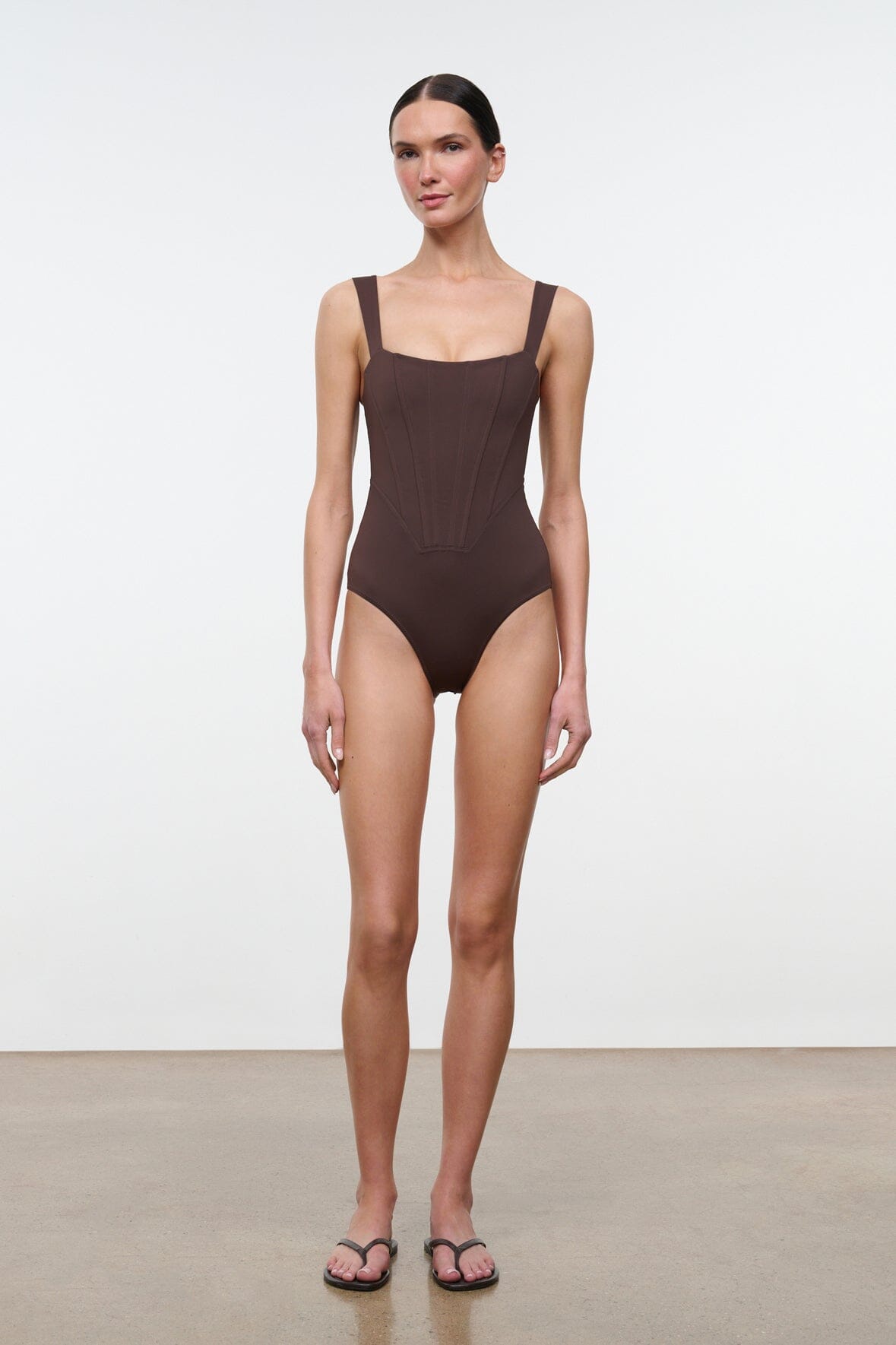 Adelaide One Piece Dark Chocolate | STAUD Top Pick