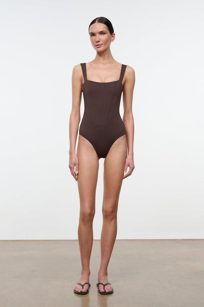 Adelaide One Piece Dark Chocolate | STAUD Top Pick