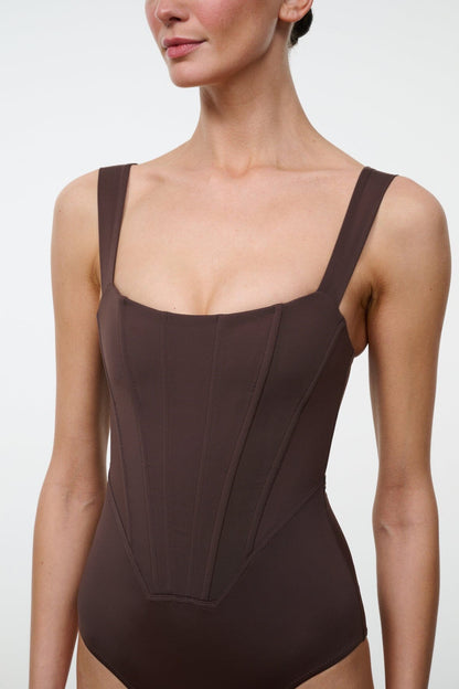 Adelaide One Piece Dark Chocolate | STAUD Top Pick