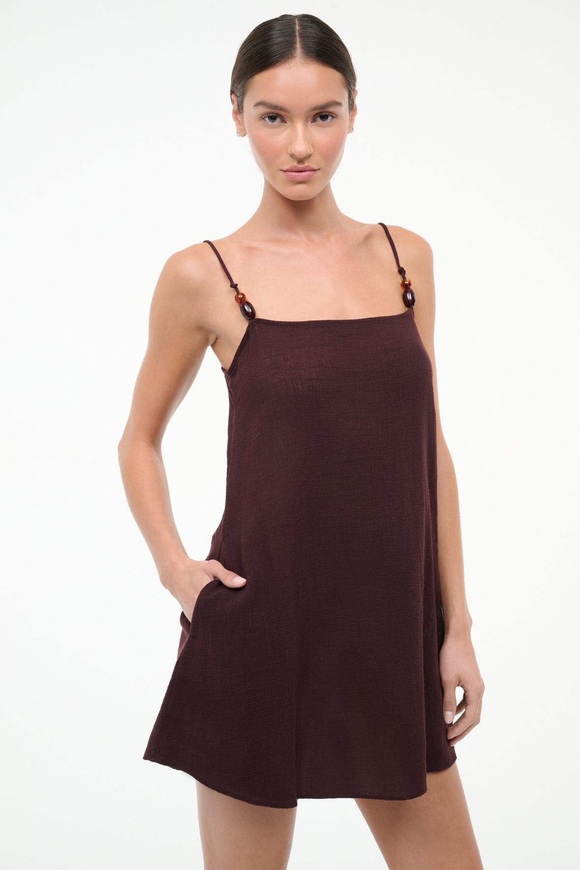 Laura Mini Dress Dark Chocolate | STAUD Essential