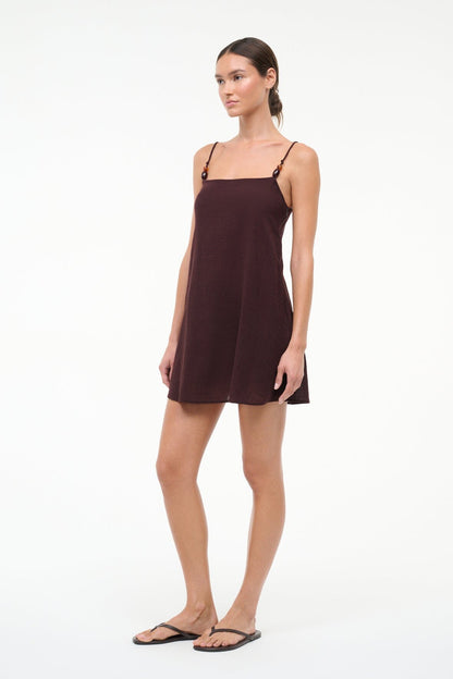 Laura Mini Dress Dark Chocolate | STAUD Essential