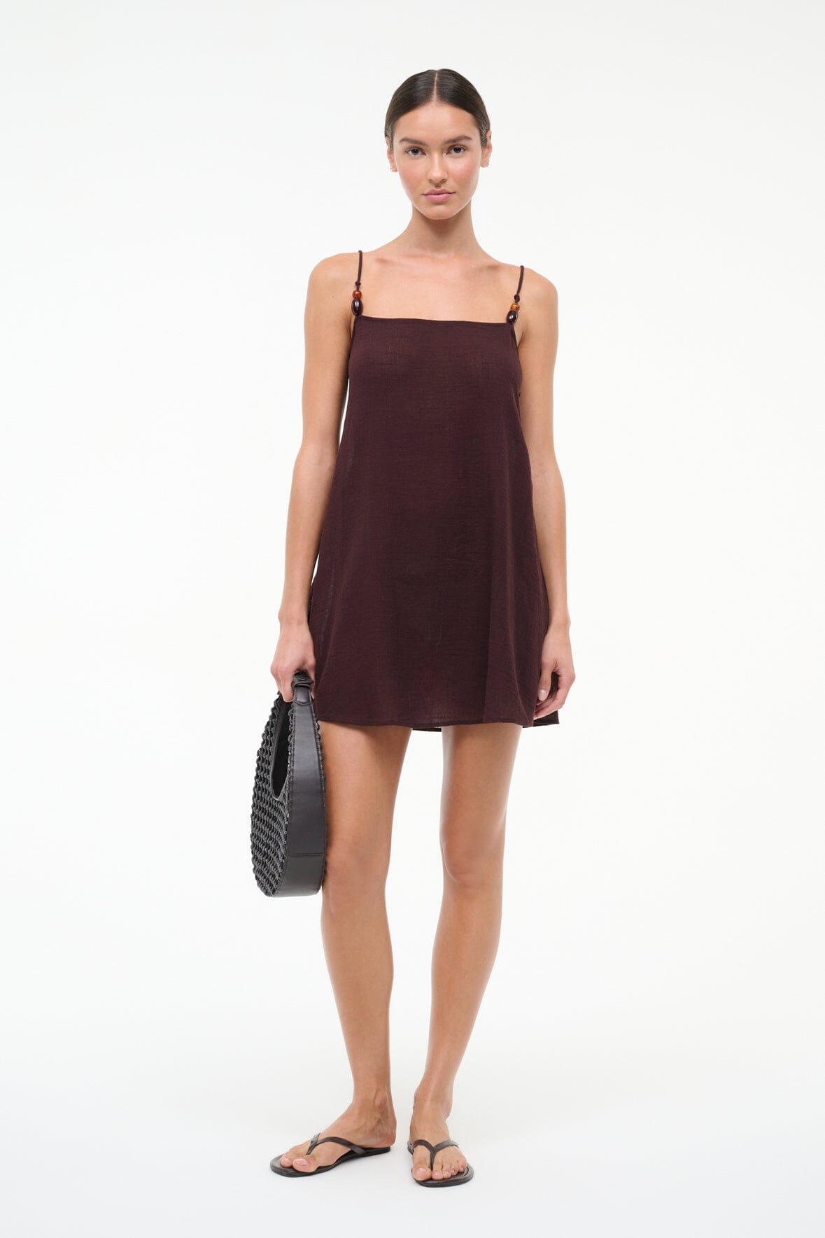 Laura Mini Dress Dark Chocolate | STAUD Essential