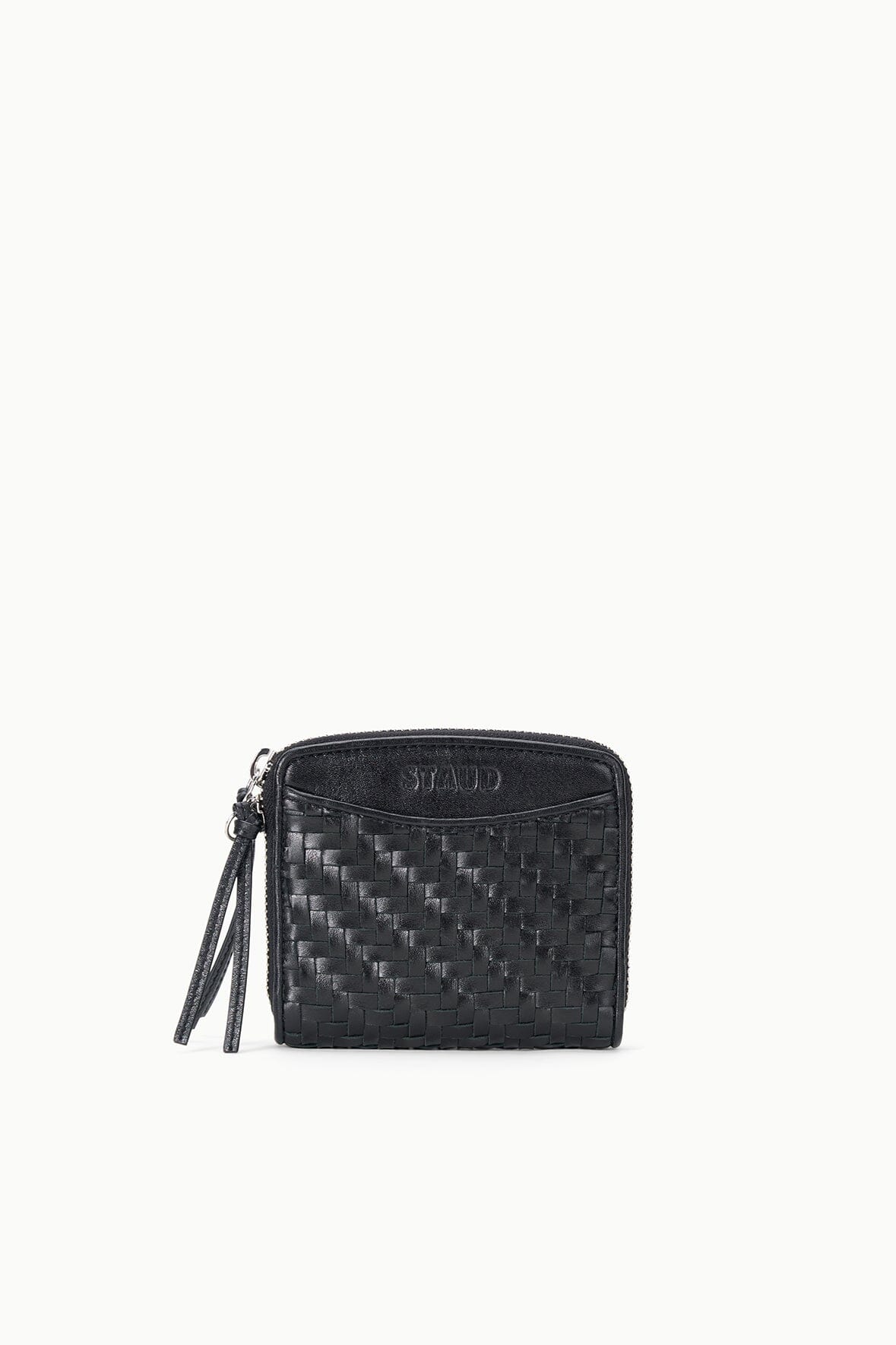 Mae Hand-Woven Wallet Black Woven | STAUD Essential