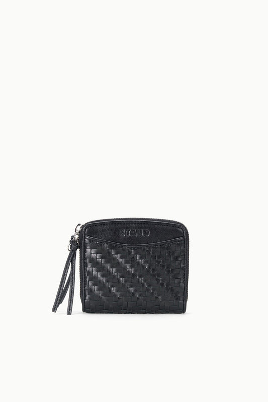 Mae Hand-Woven Wallet Black Woven | STAUD Essential