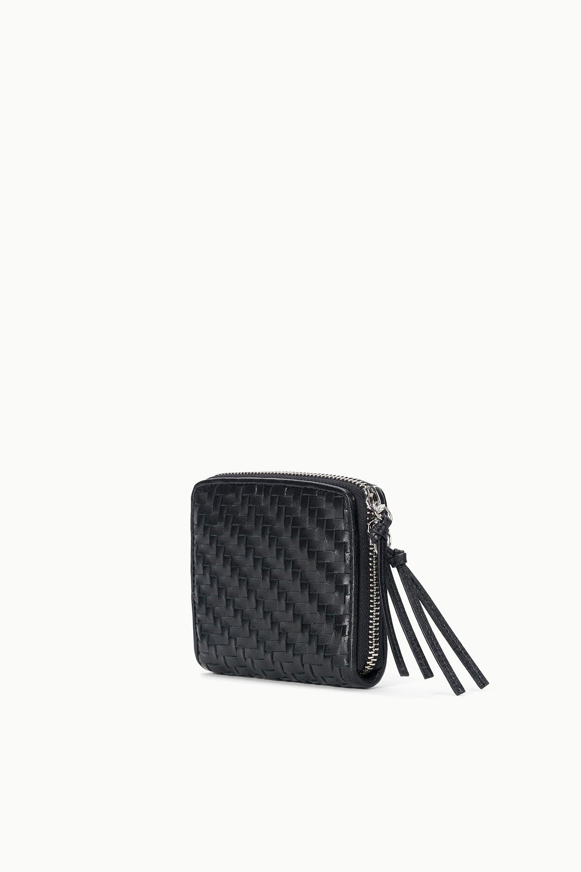 Mae Hand-Woven Wallet Black Woven | STAUD Essential