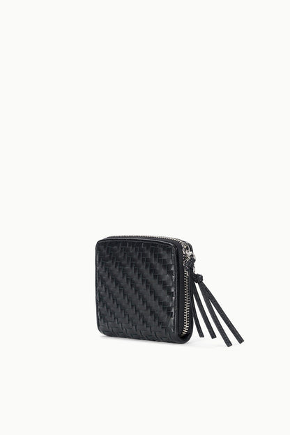 Mae Hand-Woven Wallet Black Woven | STAUD Essential