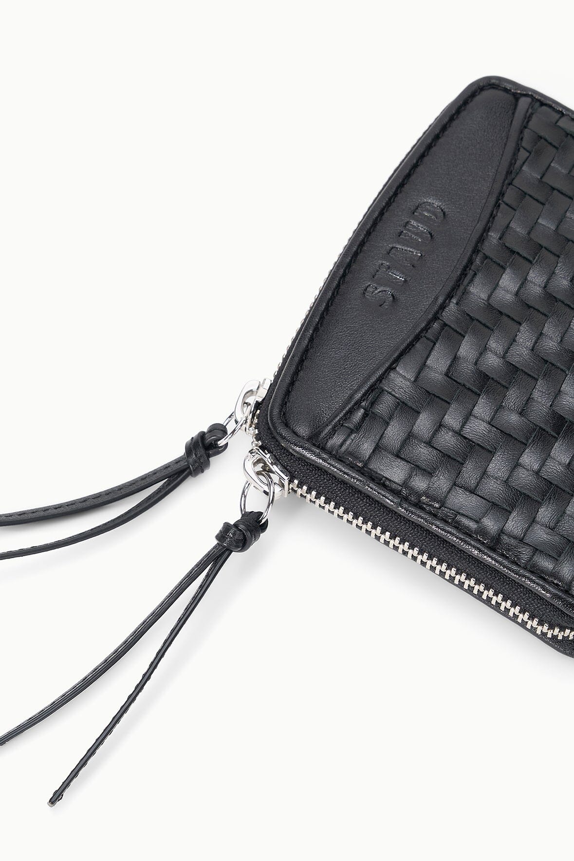 Mae Hand-Woven Wallet Black Woven | STAUD Essential