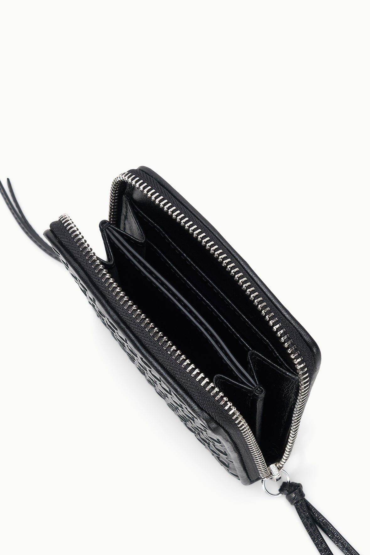 Mae Hand-Woven Wallet Black Woven | STAUD Essential