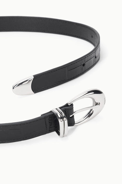 Moon Buckle Belt - Black Croco | STAUD Featured