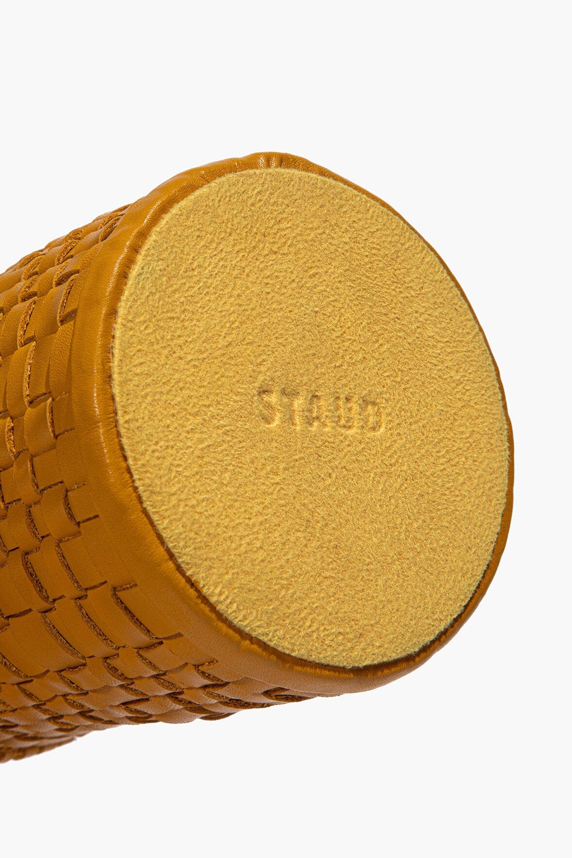 Rowe Woven Leather Candle Holder Goldenrod | STAUD Value