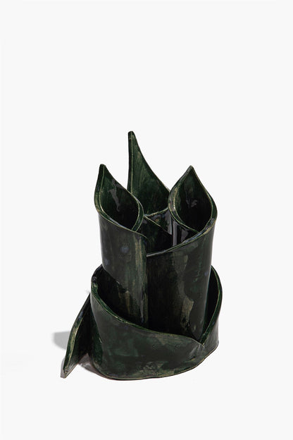 Ceramic Triple Candlestick Holder Forest Glaze | STAUD Signature