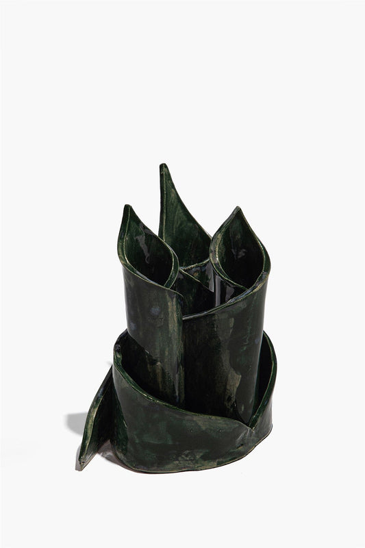 Ceramic Triple Candlestick Holder Forest Glaze | STAUD Signature
