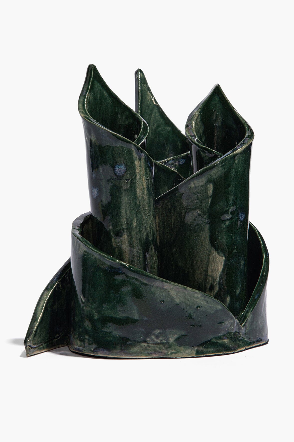 Ceramic Triple Candlestick Holder Forest Glaze | STAUD Signature