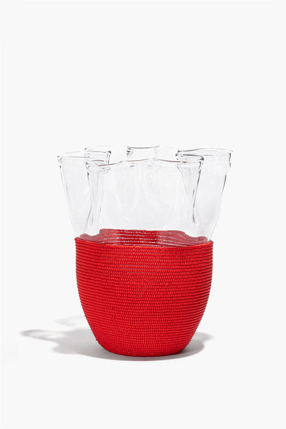 Wavy Beaded Vase Red | STAUD Best Seller