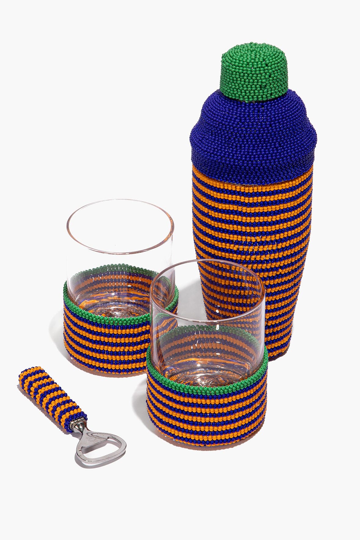 Beaded Barware Blue Stripe | STAUD Quality