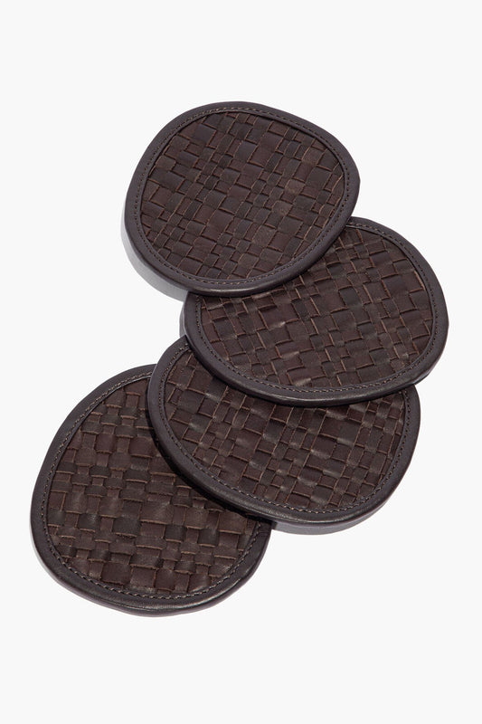 Grove Woven Leather Coasters Espresso | STAUD Special Offer