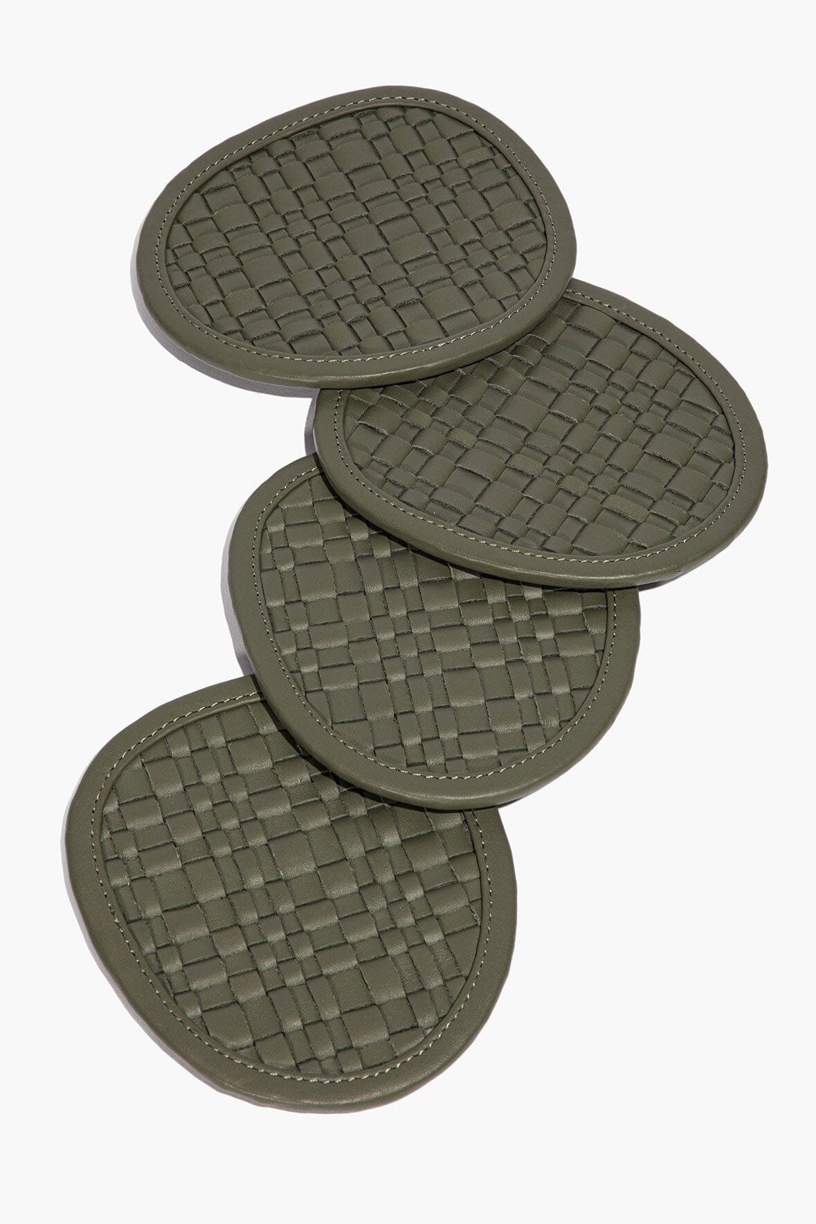 Grove Woven Leather Coasters Set Of 4 Moss | STAUD Hot Sale
