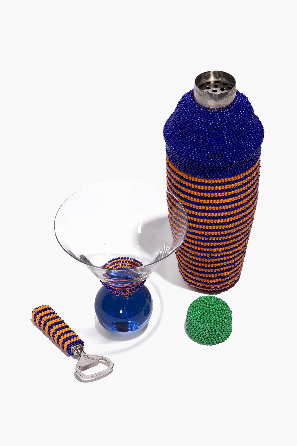 Beaded Barware Blue Stripe | STAUD Best Price