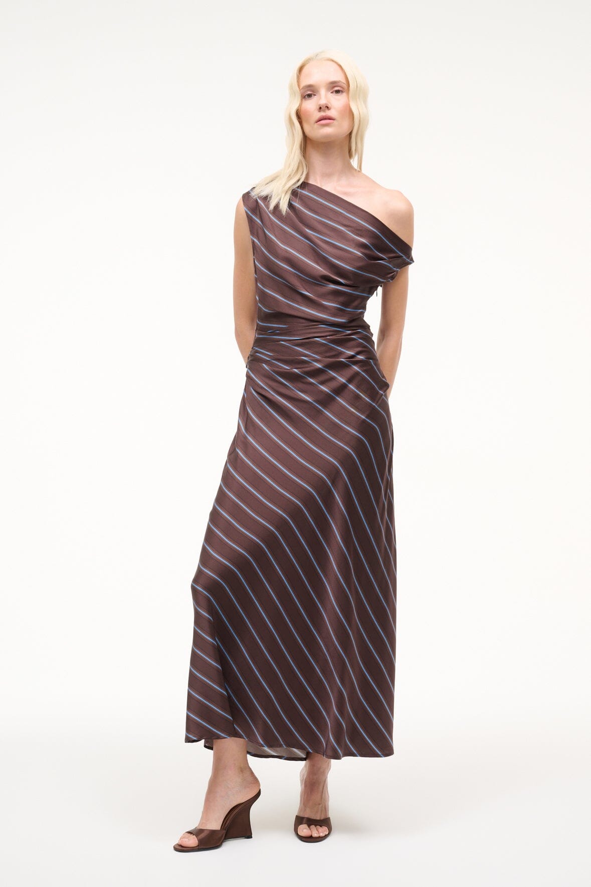 Phare Silk Dress Redondo Stripe | STAUD Quality