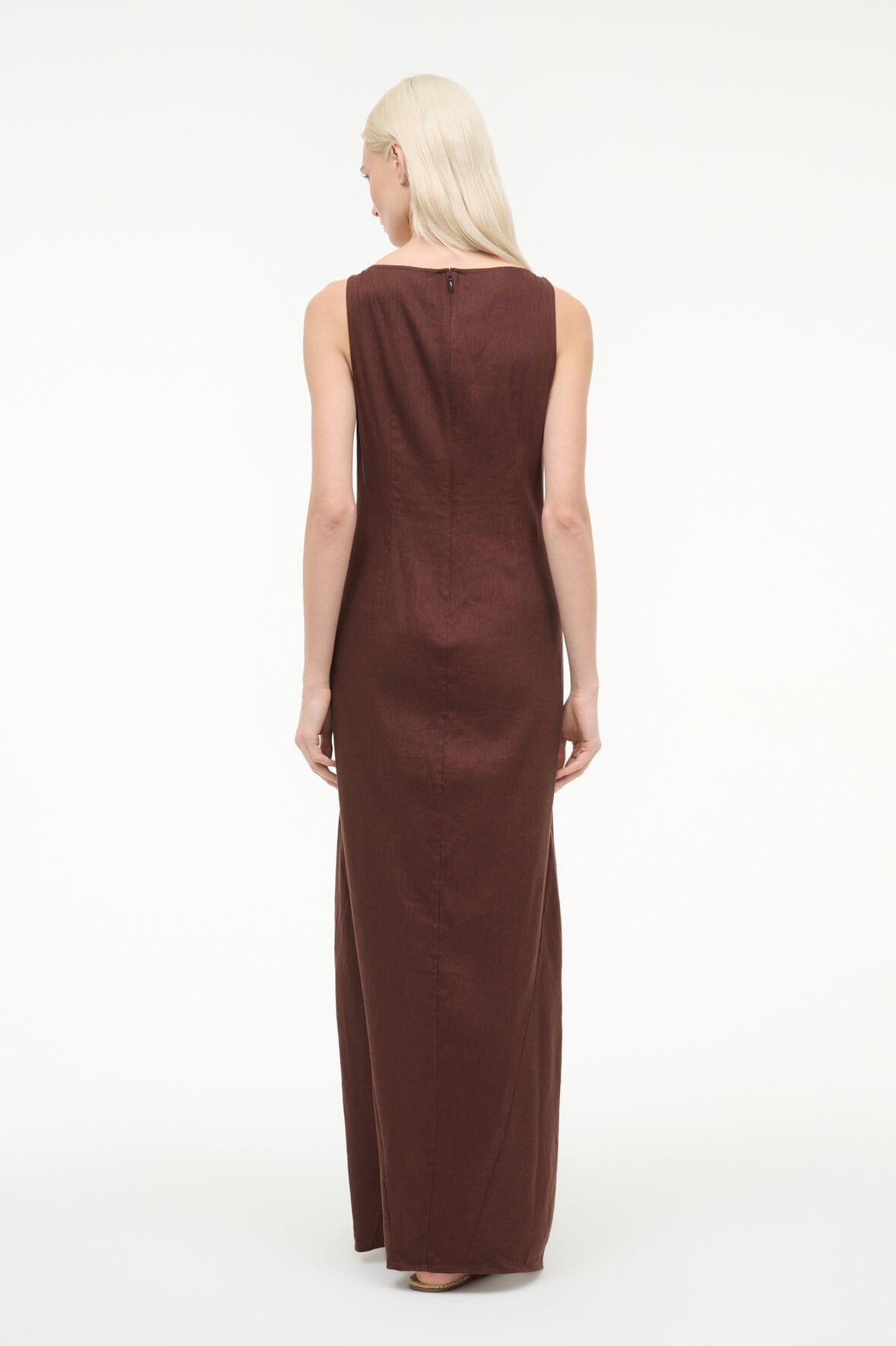 Costa Linen Dress Dark Oak | STAUD Trending