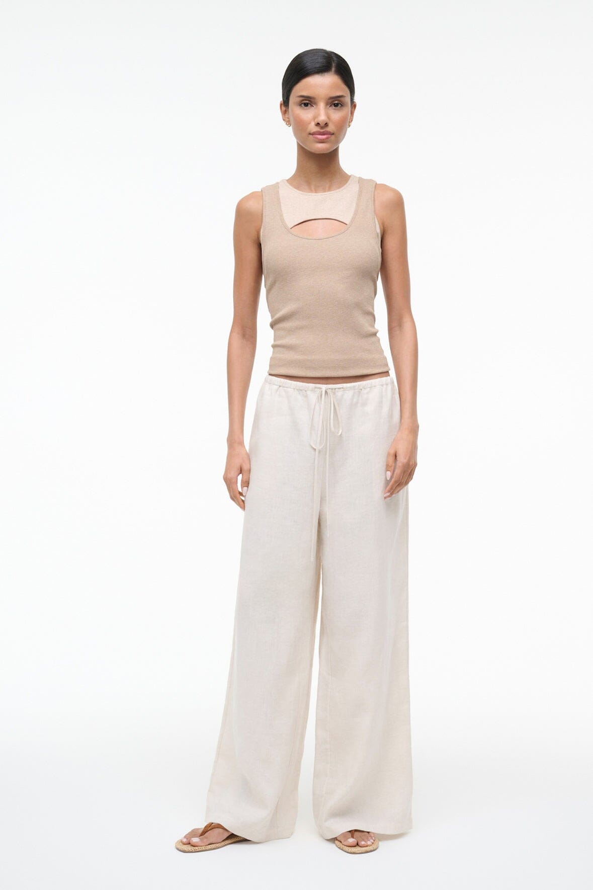Mateo Linen Pant Natural | STAUD Deals