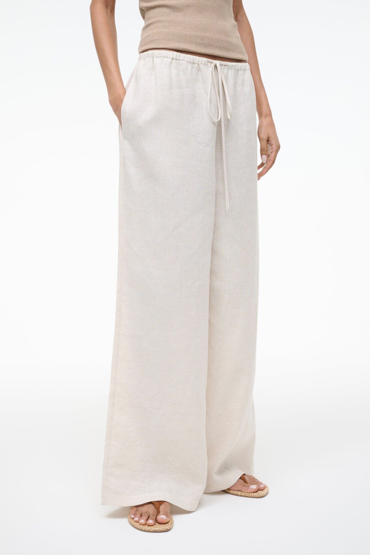 Mateo Linen Pant Natural | STAUD Deals