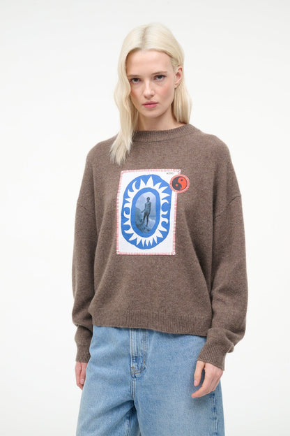 Serrano Cashmere Relaxed Crew Truffle Patchwork | STAUD Great Value