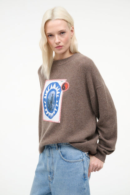 Serrano Cashmere Relaxed Crew Truffle Patchwork | STAUD Great Value