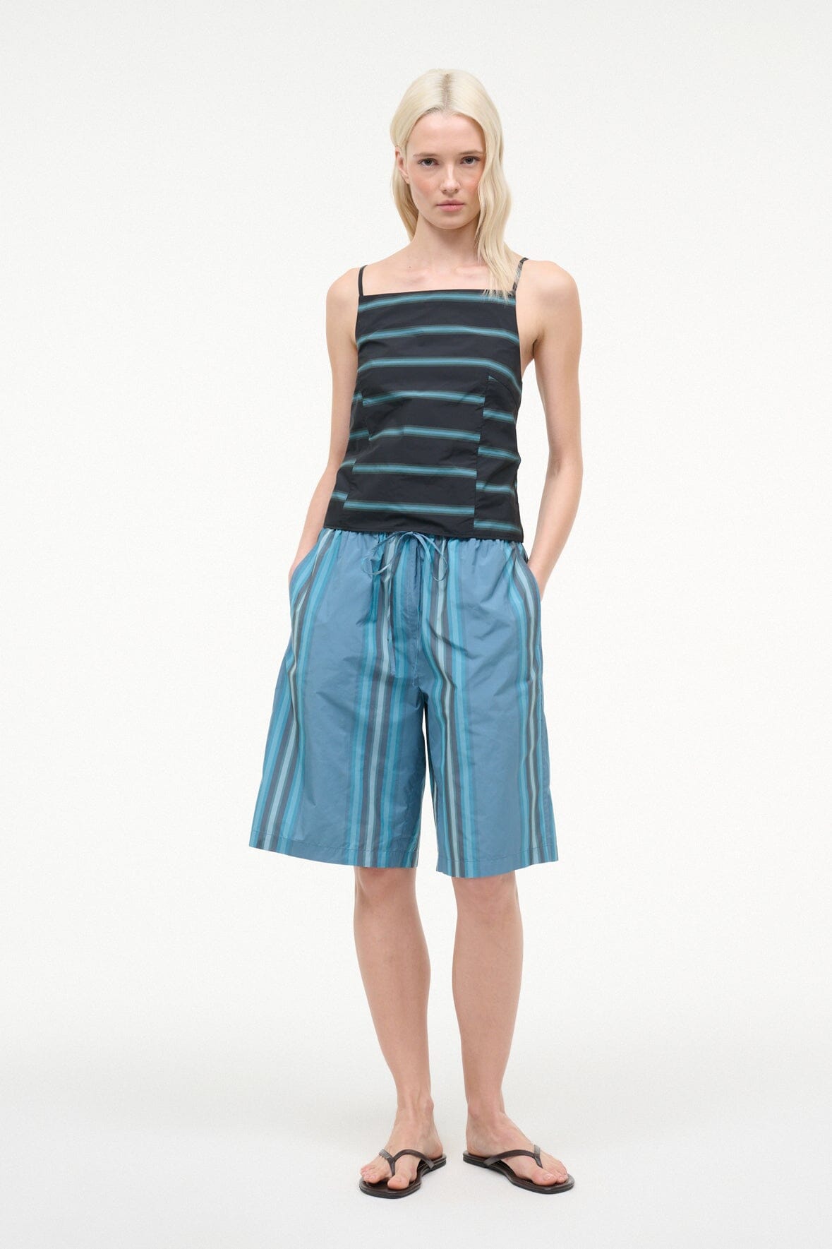 Mateo Bermuda Short Marina Stripe | STAUD Latest