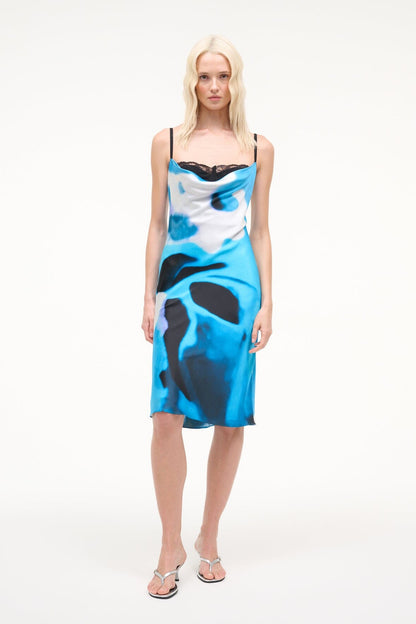 Evangeline Silk Dress Blue Haze | STAUD Featured