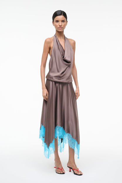 Elira Silk Dress Mink Pool | STAUD Classic
