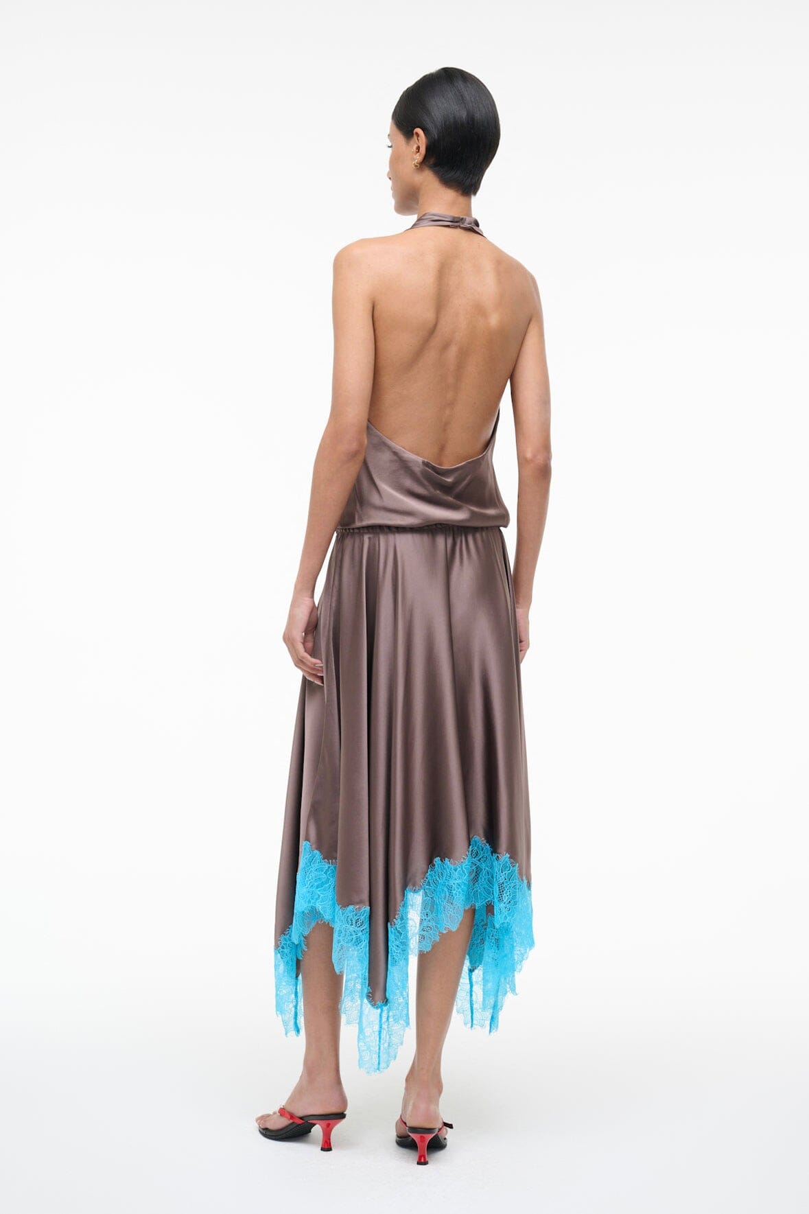 Elira Silk Dress Mink Pool | STAUD Classic