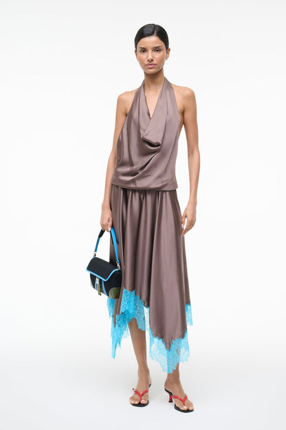 Elira Silk Dress Mink Pool | STAUD Classic