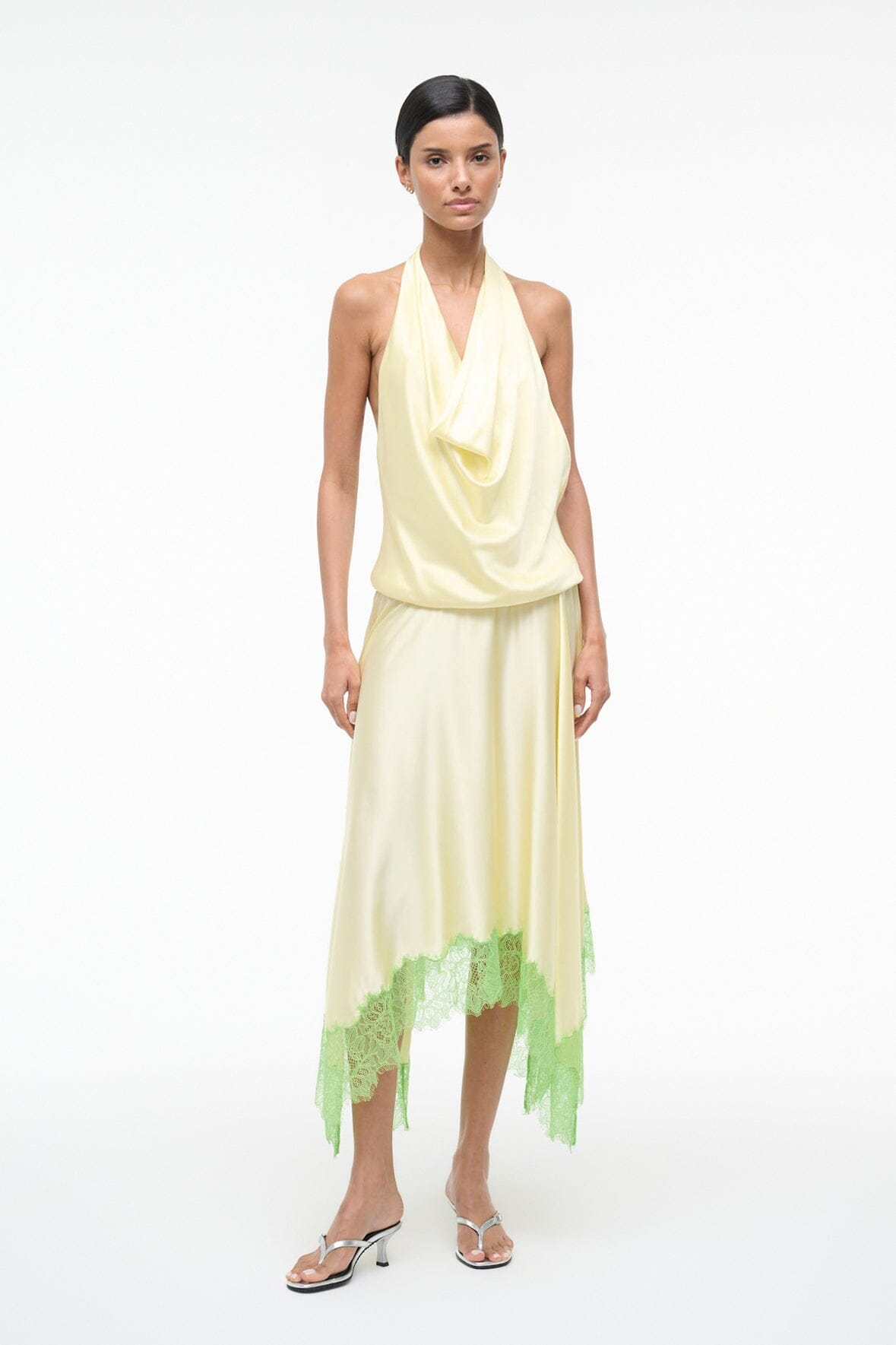Elira Silk Dress Key Lime Sprout | STAUD Trending