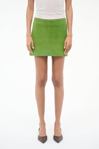 Crest Suede Skirt Leaf Suede | STAUD Best Price