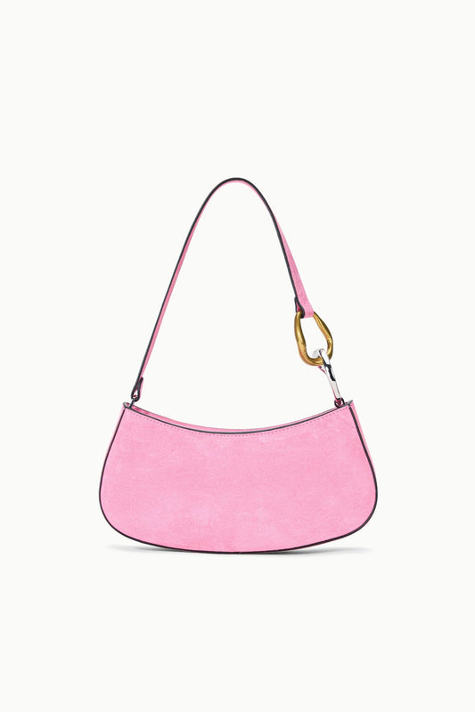 Ollie Bag Orchid Pink Suede Mini Shoulder Bag - Staud | STAUD Signature