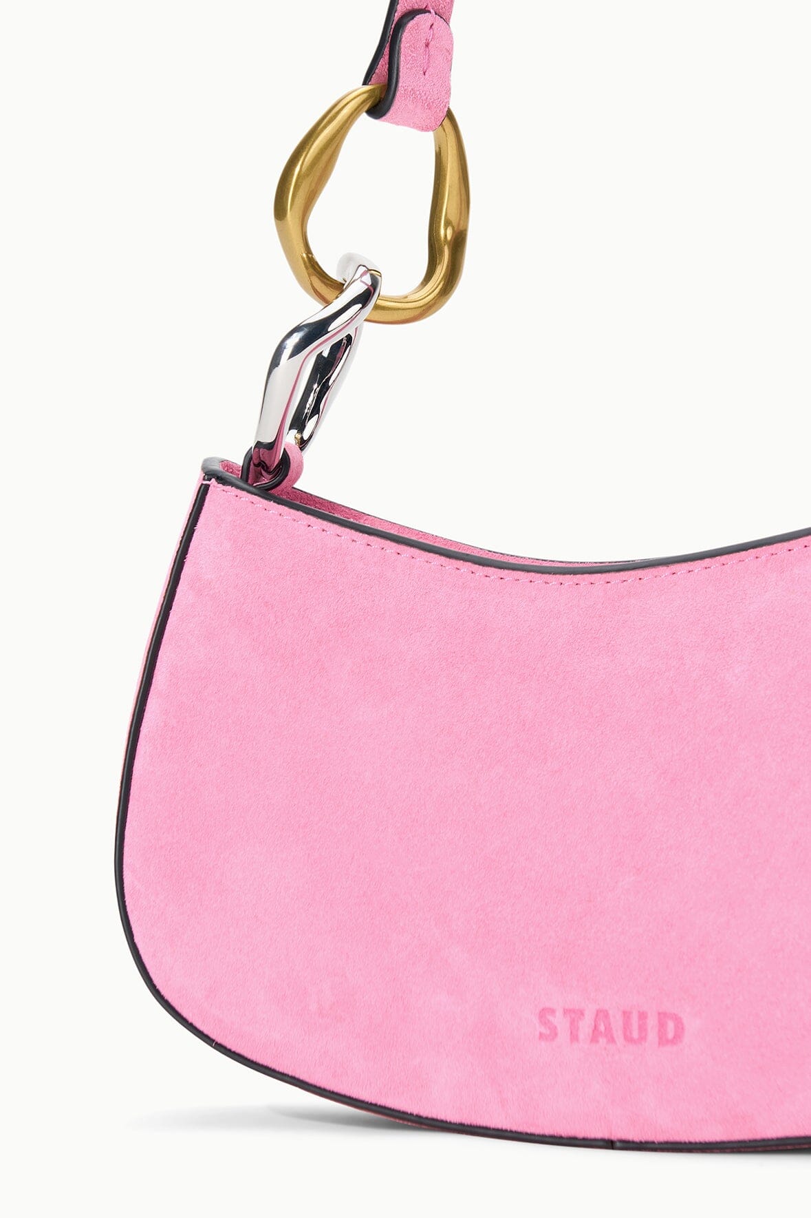 Ollie Bag Orchid Pink Suede Mini Shoulder Bag - Staud | STAUD Signature