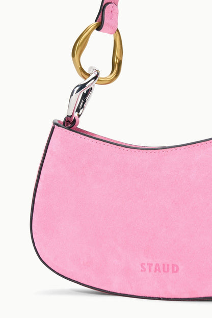 Ollie Bag Orchid Pink Suede Mini Shoulder Bag - Staud | STAUD Signature