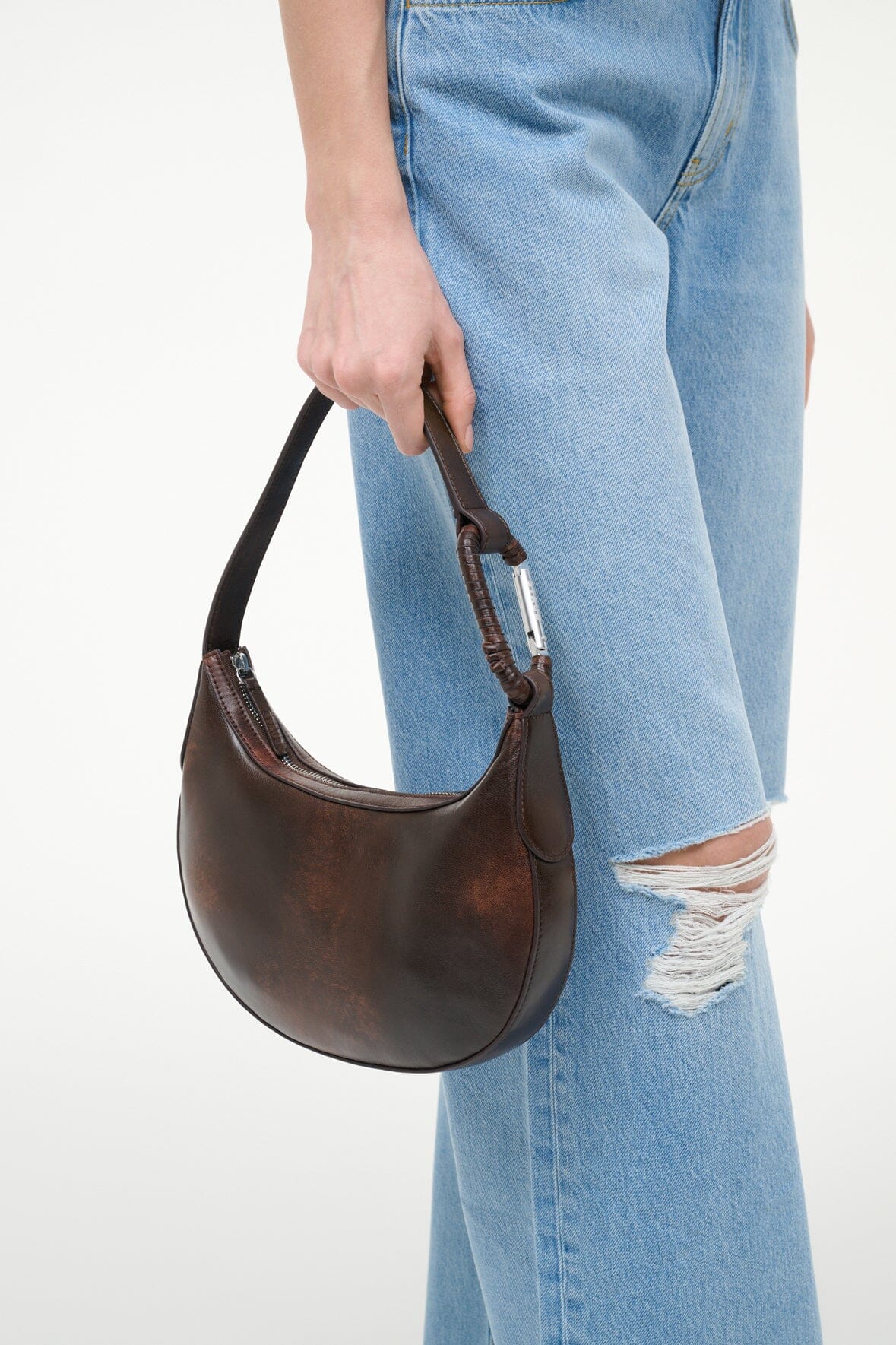 Alden Shoulder Bag Espresso Distressed | STAUD Quality