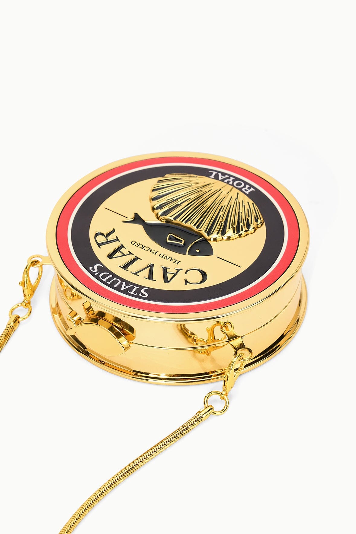 Gold Caviar Tin Clutch With Chain Strap - Staud | STAUD Premium