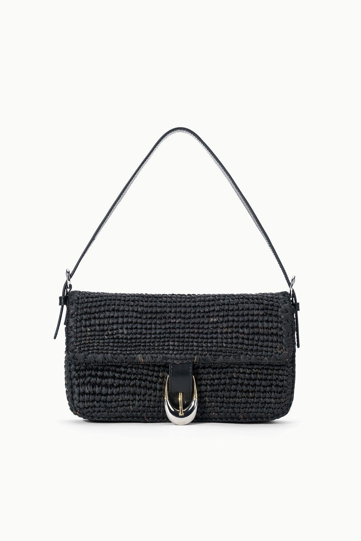 Harlow Raffia Bag Black | STAUD Classic