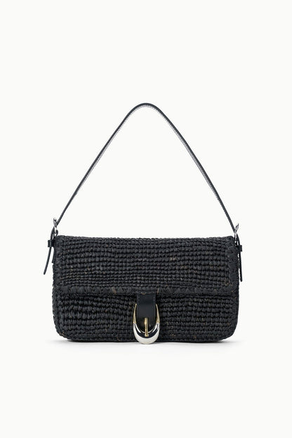 Harlow Raffia Bag Black | STAUD Classic